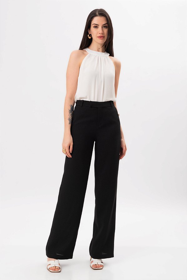 CALÇA RETA CREPE PRETO MAYRA