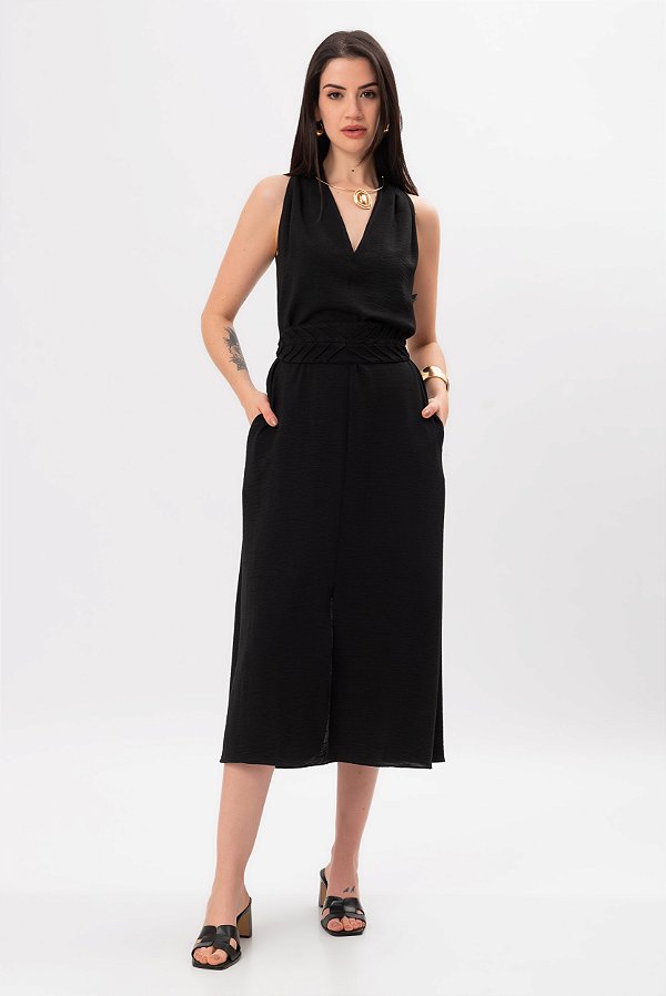 VESTIDO CREPE PRETO IRIS