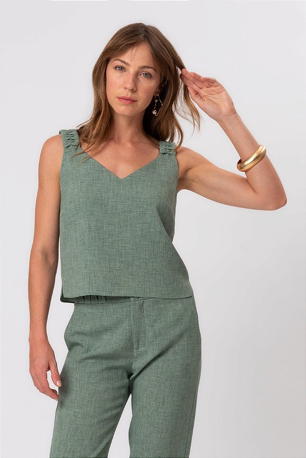 REGATA DECOTE V CREPE VERDE DEB MAYRA