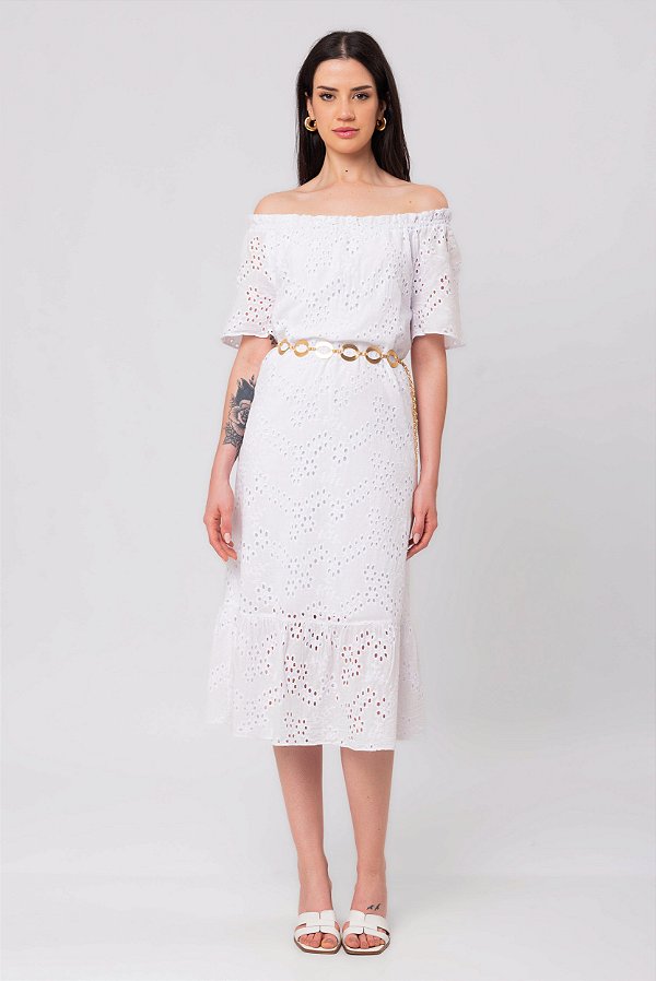 VESTIDO MIDI BRANCO LAISE BIANCA