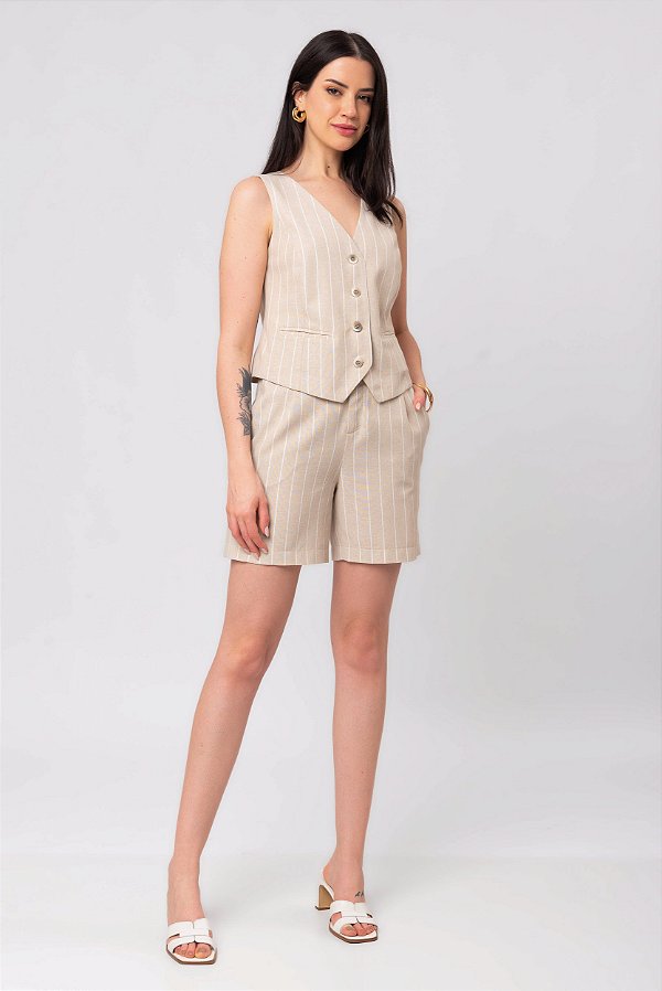 SHORT STRIPE NATURAL FASHION