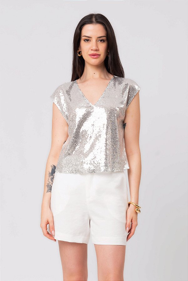 BLUSA BEATRIZ PAETÊ PRATA