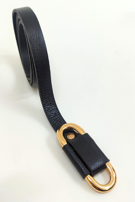 CINTO FINO PRETO FIVELA DOURADA