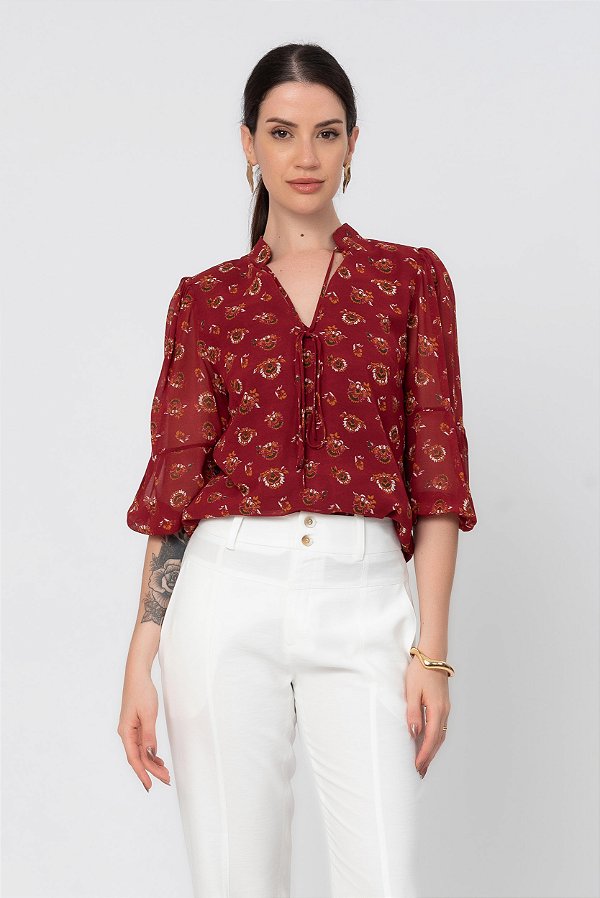 BATA FLORAL ART BORDÔ