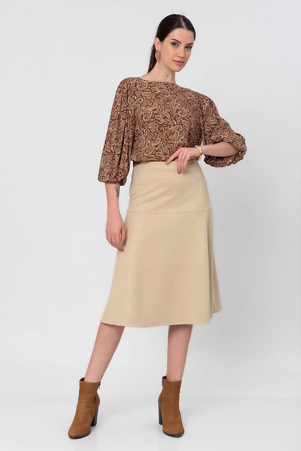BLUSA ESTAMPADA PAISLEY MOCHA MOUSSE