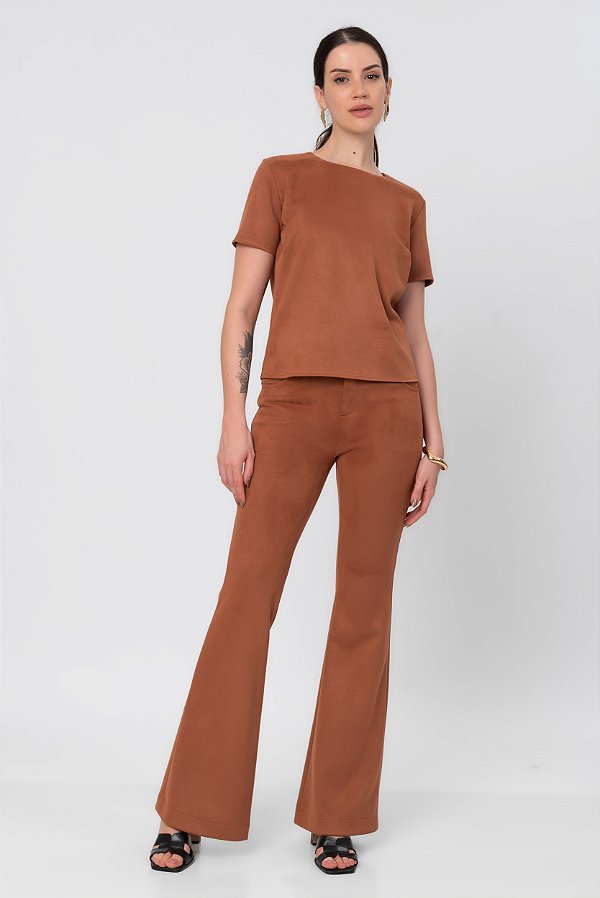 CALÇA FLARE SUEDE SABRINA MOCHA MOUSSE