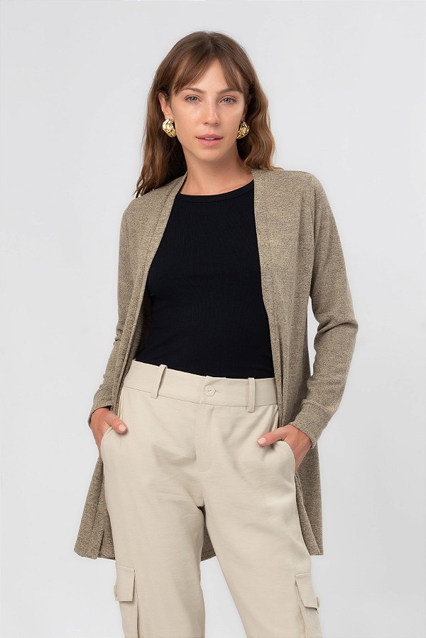 CASACO MANGA LONGA MALU BEGE