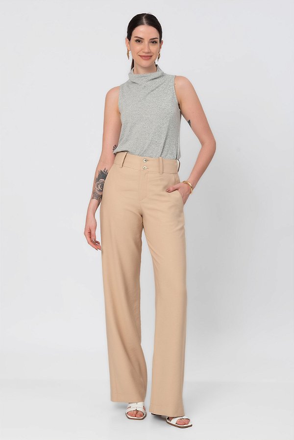 CALÇA RETA NEW PAOLA BEGE