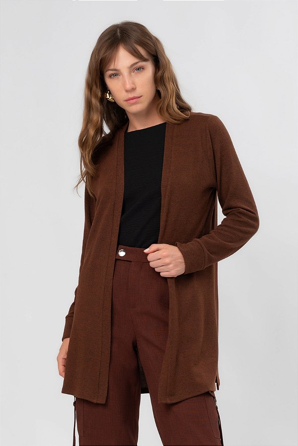 CASACO MANGA LONGA MALU MARROM