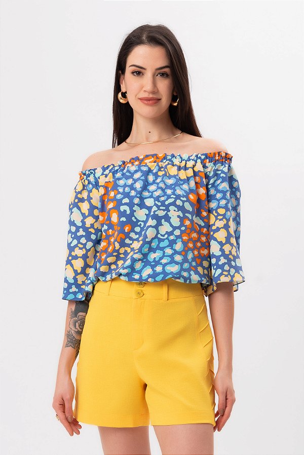 BLUSA OMBRO ESTAMPA ANIMAL PRINT COLOR