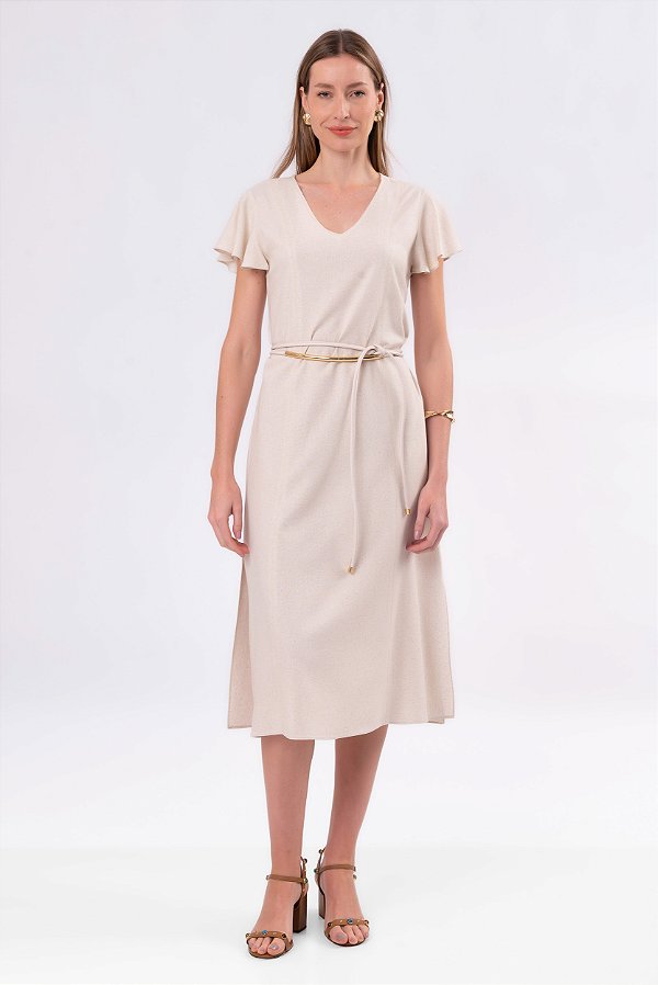 VESTIDO MIDI CAMILA NATURAL