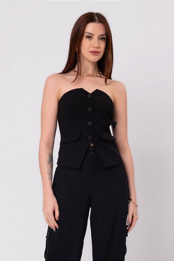 BLUSA SEM ALÇA ISADORA PRETO
