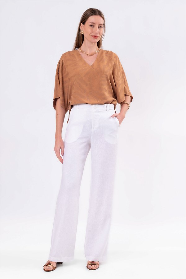 CALÇA 100% LINHO PARIS OFF WHITE