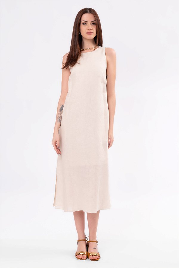 VESTIDO 100% LINHO GRÉCIA CREAM