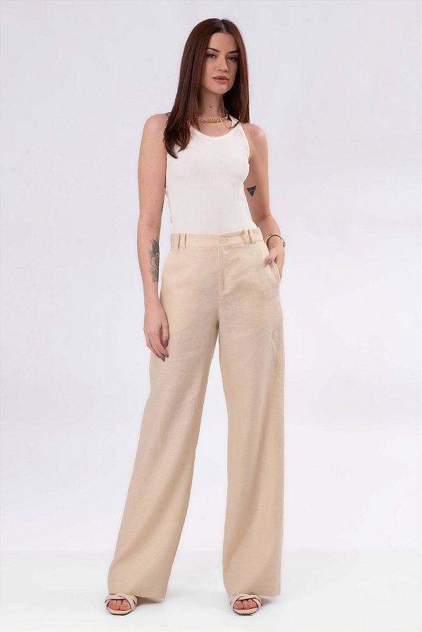 CALÇA 100% LINHO PARIS CREAM