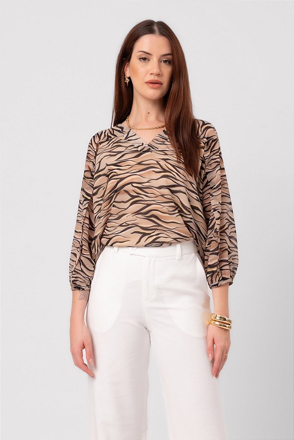 BATA MANGA 3/4 NEW CREPE MEMORY ESTAMPADA