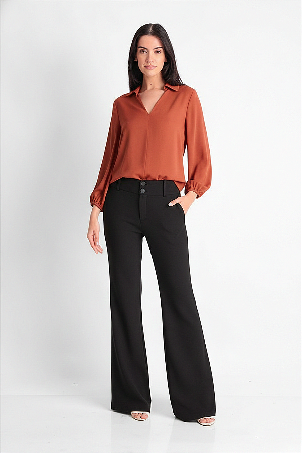 BLUSA CREPE MANGA 3/4 CARAMELO PIETRA