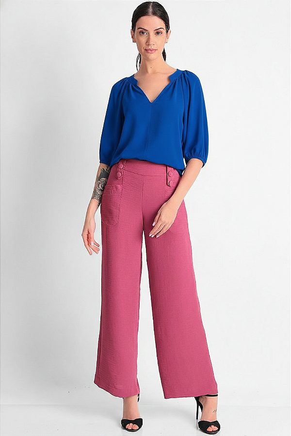 BLUSA MANGA 3/4 CREPE COBALTO AYLA