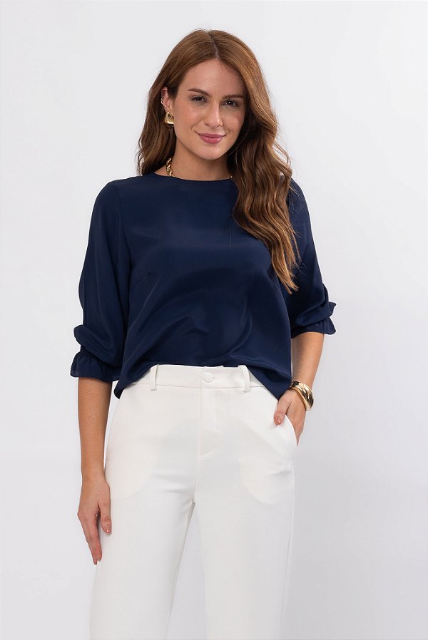 BLUSA 3/4 ITALIA AZUL MARINHO