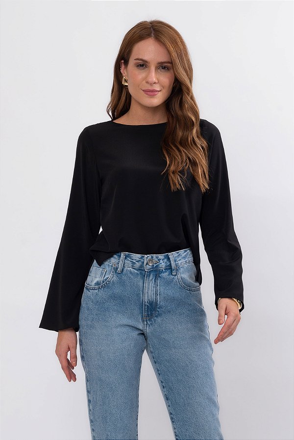 BLUSA MANGA LONGA FRANÇA PRETO