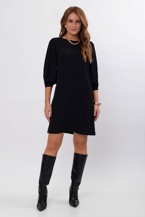 VESTIDO MANGA 3/4 MAYA PRETO