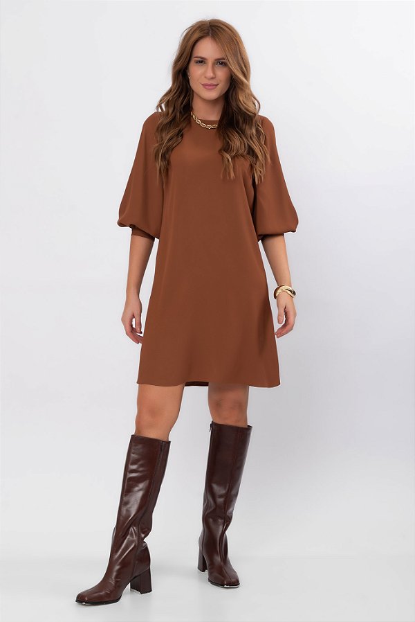 VESTIDO MANGA 3/4 MAYA CARAMEL