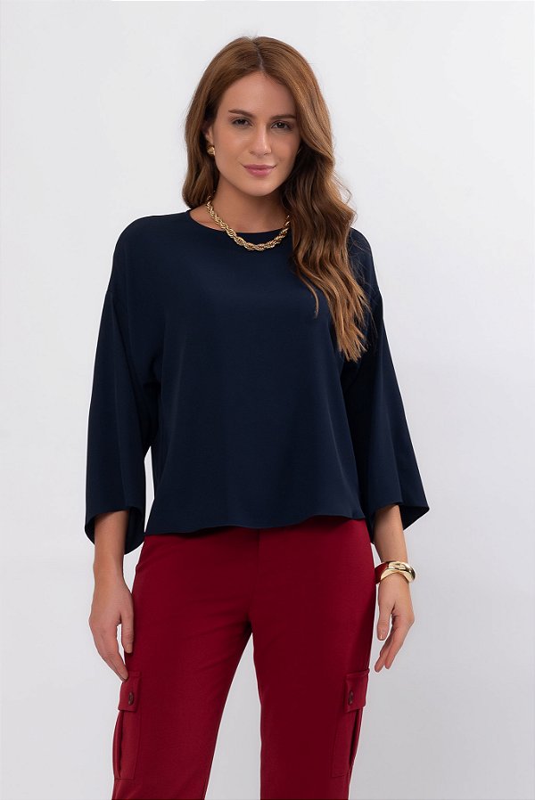 BLUSA MANGA 3/4 MAYA AZUL MARINHO