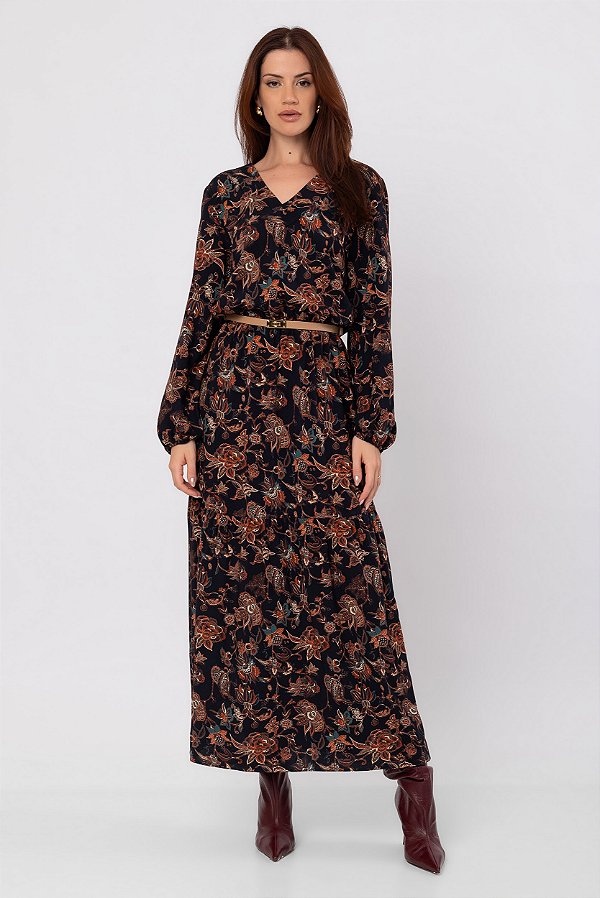 VESTIDO LONGO SEGREDO NOTURNO ESTAMPADO