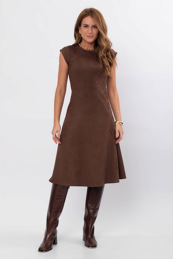 VESTIDO MIDI SUEDE BIA CHOCOLATE SAUCE