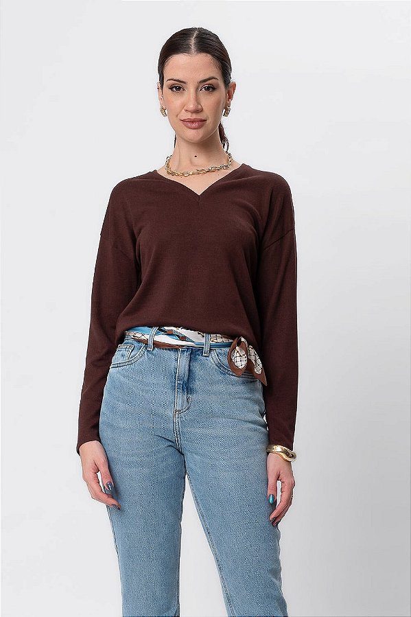 BLUSA DECOTE V MANGA LONGA CHOCOLATE SAUCE