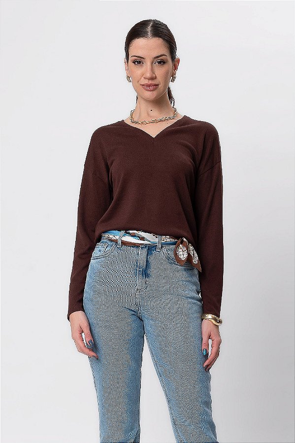 BLUSA DECOTE V MANGA LONGA CHOCOLATE SAUCE