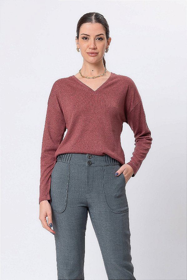 BLUSA DECOTE V MANGA LONGA NOSTALGIC ROSE