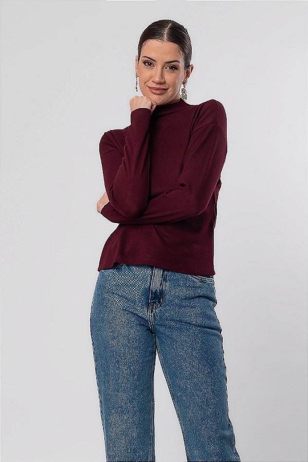 BLUSA GOLA MANGA LONGA MALU BURGUNDY