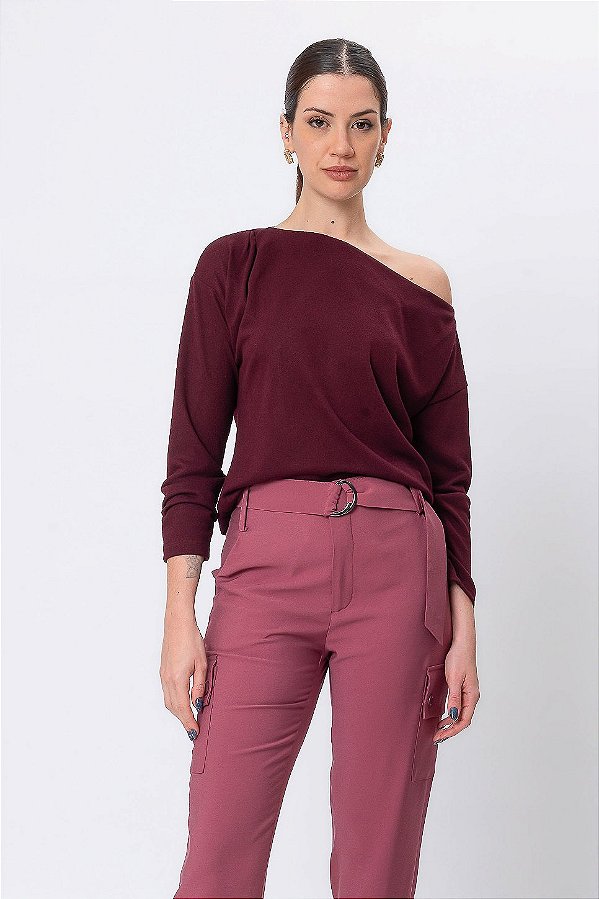 BLUSA OMBRO MANGA LONGA MALU BURGUNDY