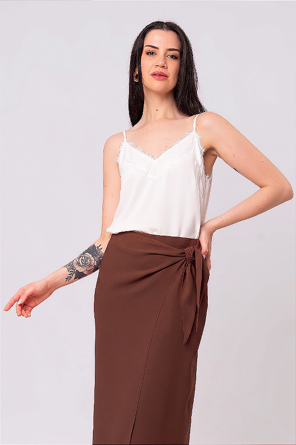 REGATA CREPE RENDA CECÍLIA OFF WHITE