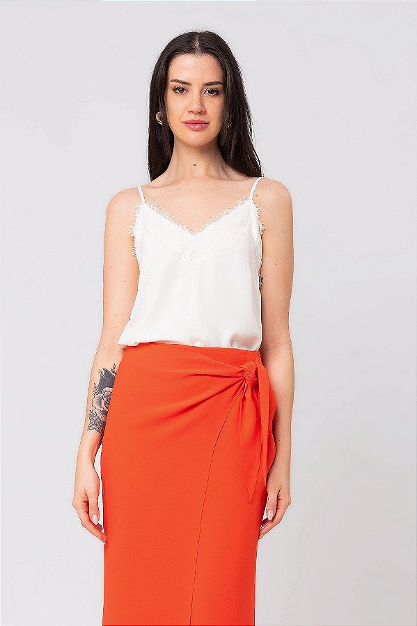 REGATA CREPE RENDA CECÍLIA OFF WHITE