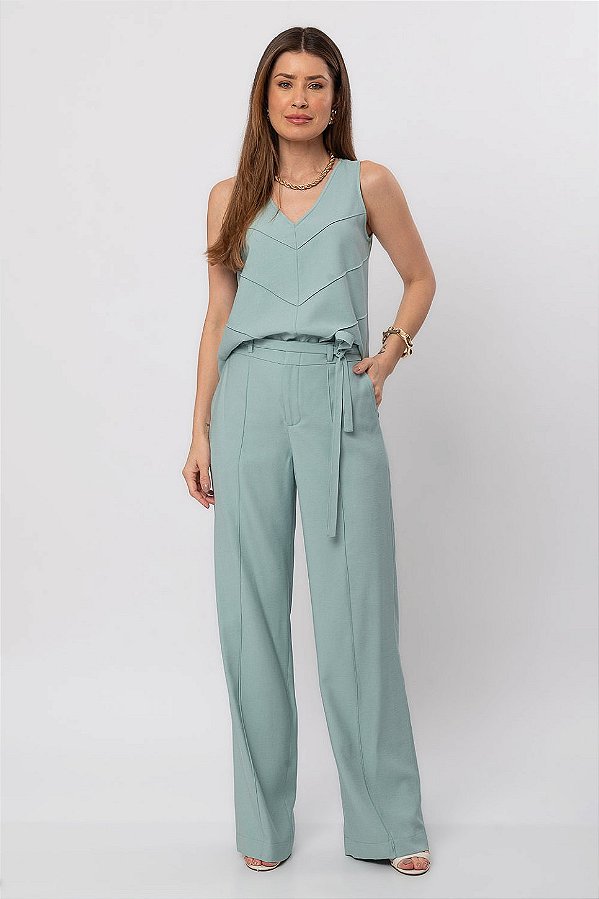 CALÇA RETA MARINA CALMING GREEN