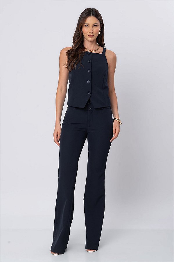 CALÇA FLARE ESSENTIAL URBAN AZUL MARINHO