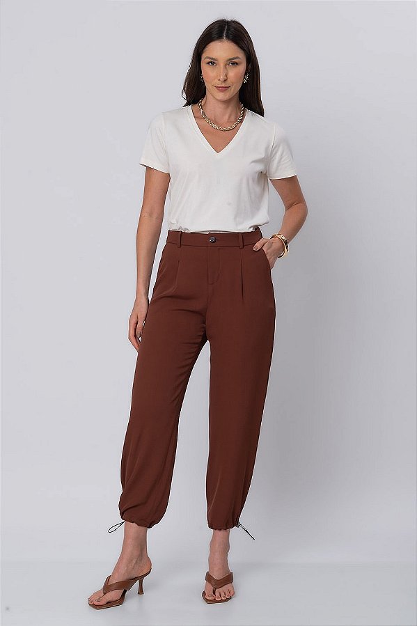Calça Ester Harem Marrom Feminina