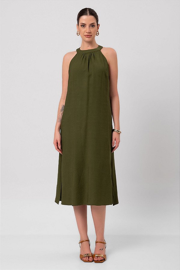 Vestido Linen Camille Intense Green Feminino