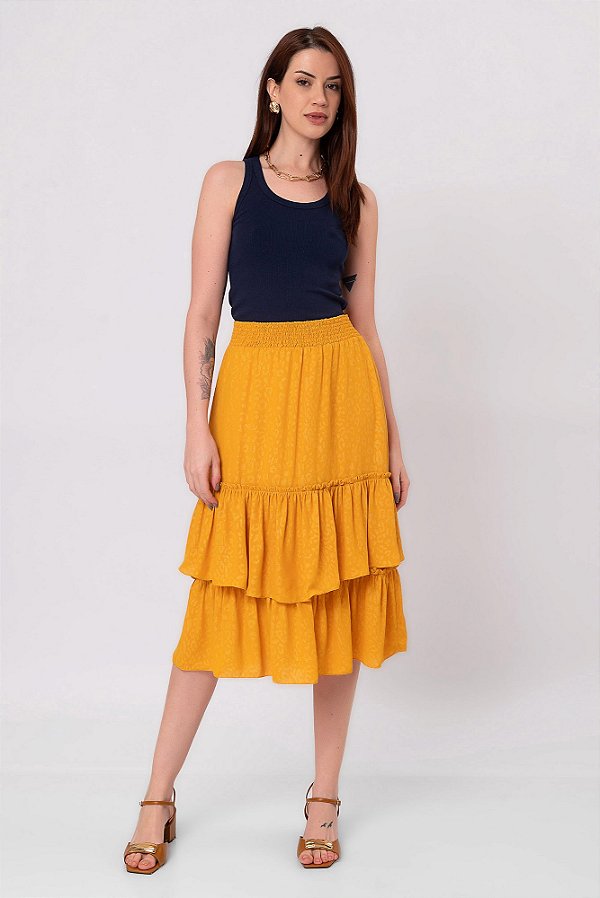 Saia Midi Andreza Feminina