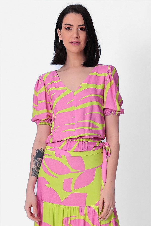 Blusa de Viscose Estampada Clarice Feminina