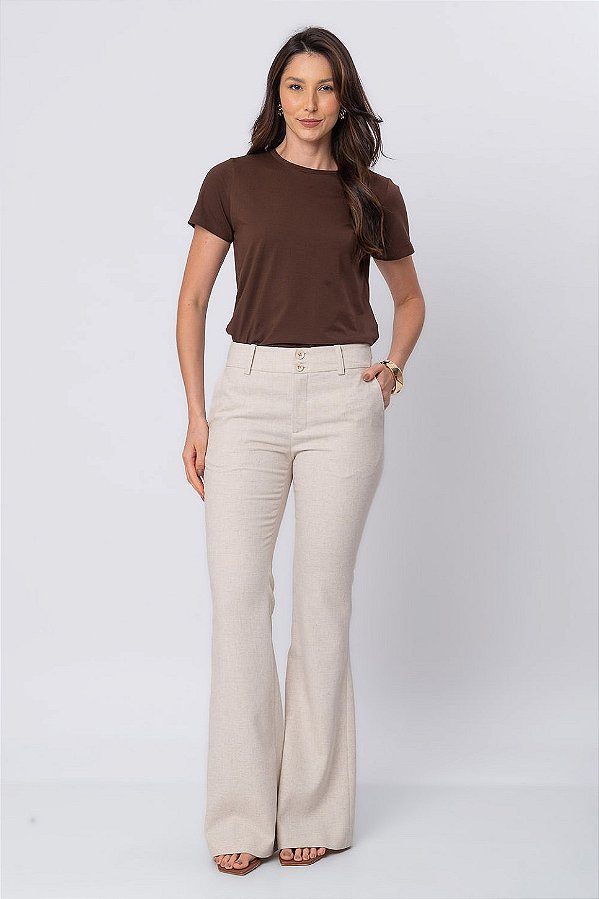 Calça Flare Daisy Classic Beige Feminina