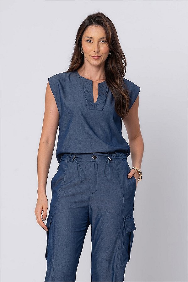 Blusa Denim Rita Feminina