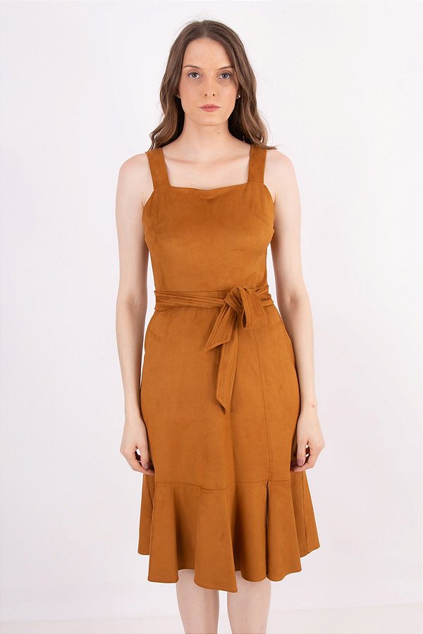 vestido midi suede