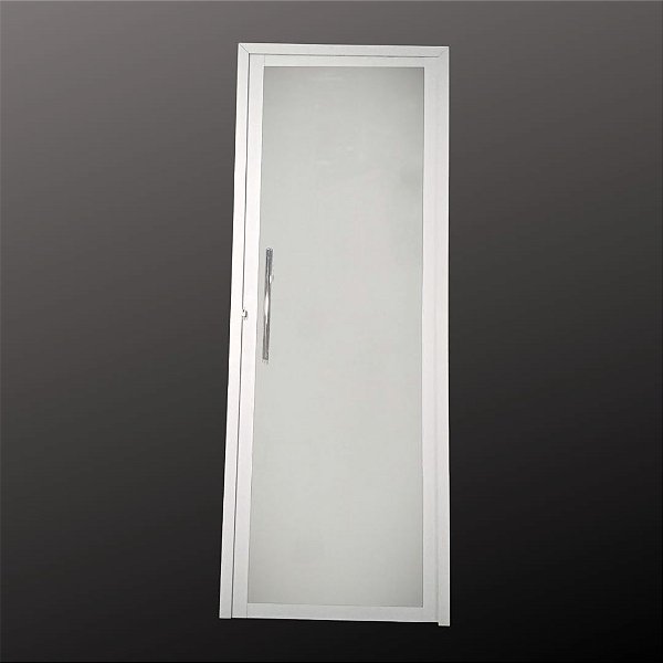 Porta Glass Branca 2,10x0,80 Abertura Esquerda - Vidro Temperado Incolor c/ puxador