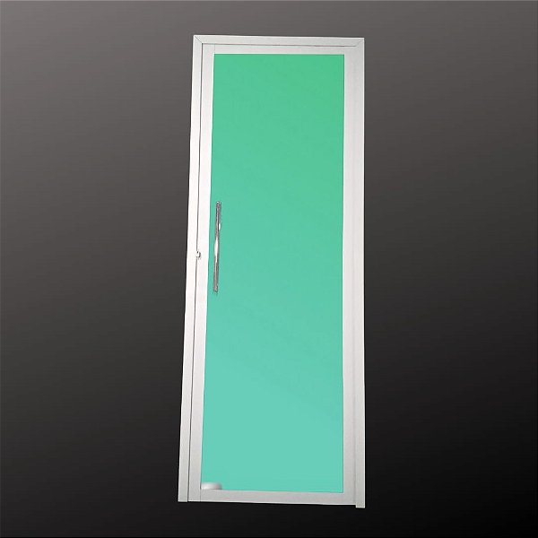 Porta Glass Branca 2,10x0,80 Abertura Esquerda - Vidro Temperado Verde c/ puxador
