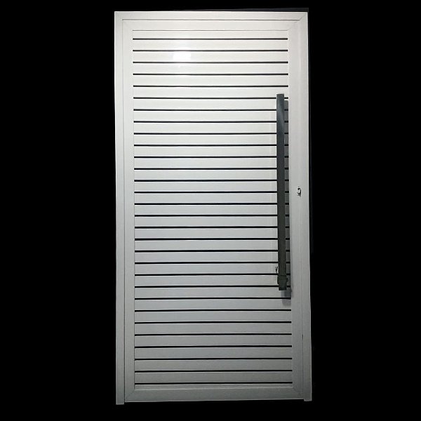Portão Ripado Branco 2,00x0,90 Com Puxador - Abertura Esquerda