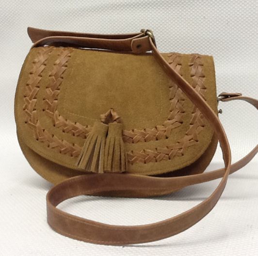 Bolsa boho  camurça legitimo caramelo