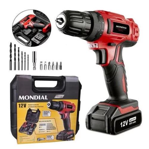 Parafusadeira/ furadeira Mondial bateria 8v Com Maleta
